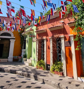 Colorful streets in Cartagena